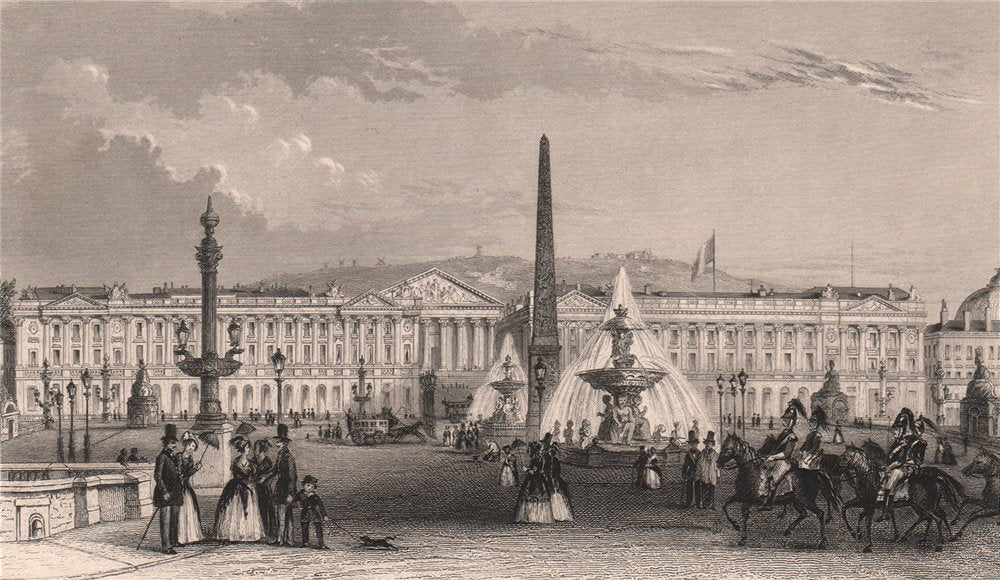 PARIS. Place de la Concorde I. BICKNELL 1845 old antique vintage print picture